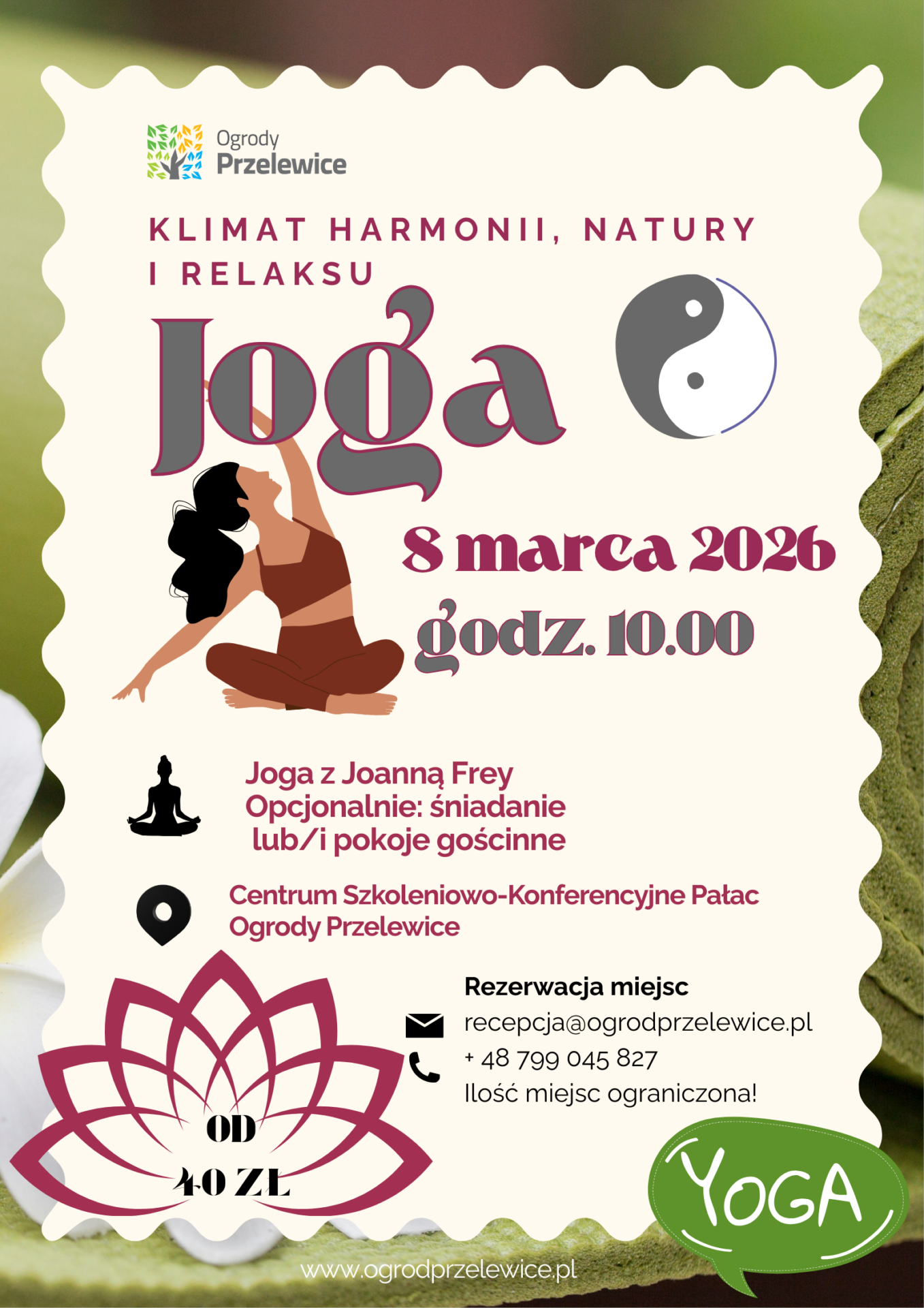 Joga – Dzień Kobiet w Ogrodach Przelewice