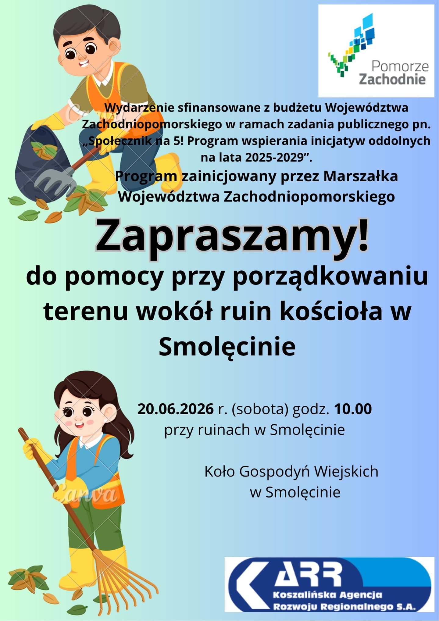 Wykonanie prac porządkowych wokół XIII-wiecznego kościoła w Smolęcinie