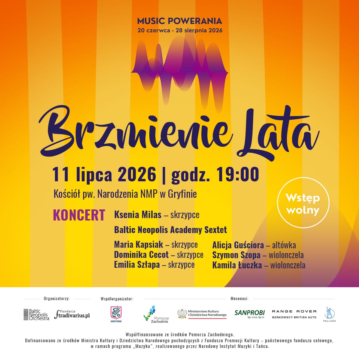 Brzmienie Lata - koncert Ksenii Milas & Baltic Neopolis Academy Sextet