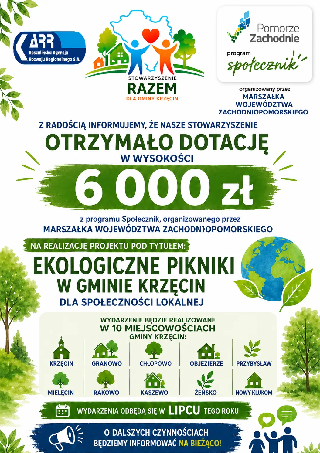 EKOLOGICZNE PIKINIKI W GMINIE KRZĘCIN DLA SPOŁECZNOŚCI LOKALNEJ