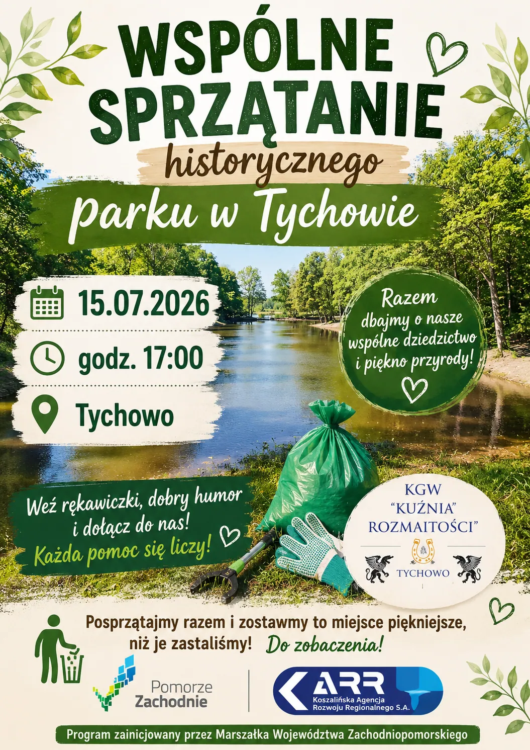 Sprzątanie Historycznego Parku w Tychowie