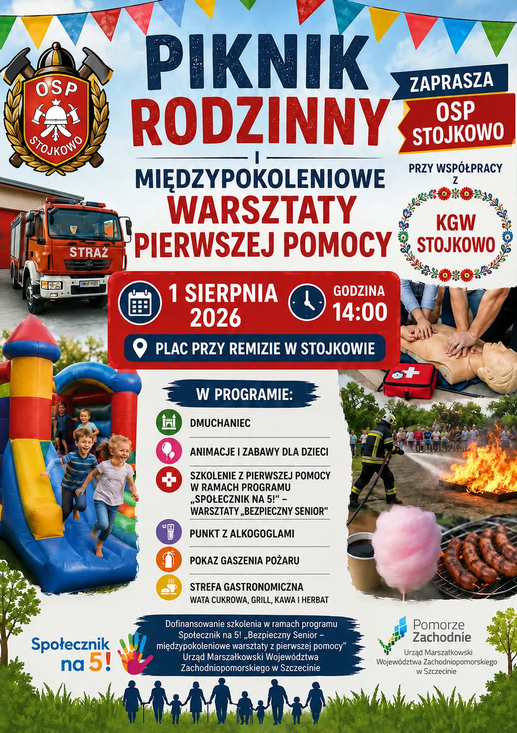Bezpieczny Senior – międzypokoleniowe warsztaty pierwszej pomocy w Stojkowie w ramach programu Społecznik oraz PIKNIK RODZINNY KGW STOJKOWO